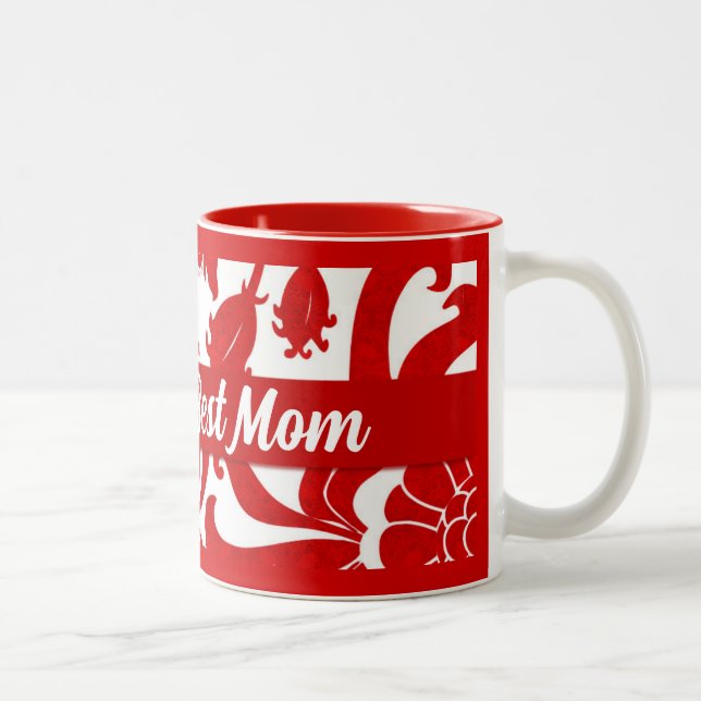 Die beste Mama in Rot und Weiß Zweifarbige Tasse (Rechts)
