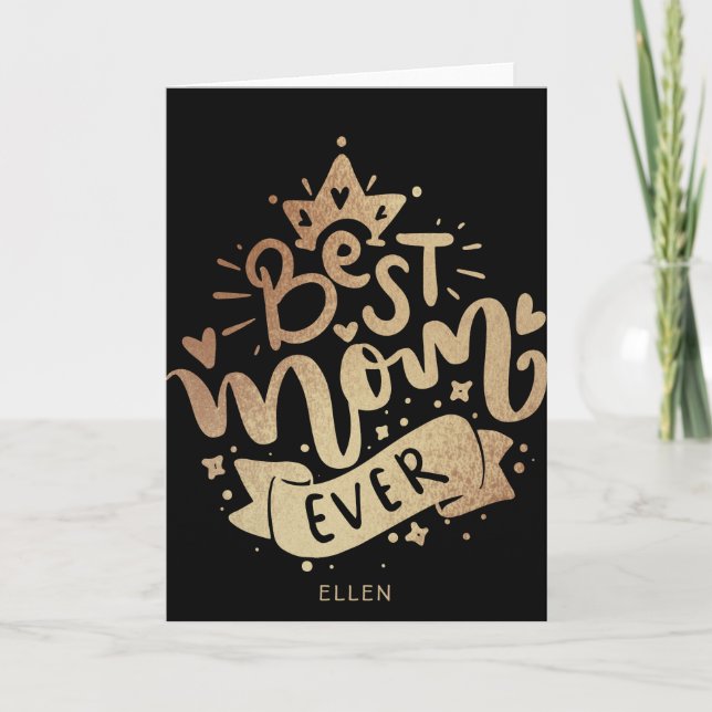 Die beste Mama je Black Gold Typografie Momthers Karte (Vorderseite)
