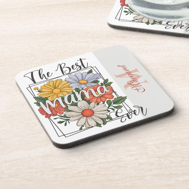 Die beste Mama-jemals-Blumendrucke Getränkeuntersetzer (Linke Seite)