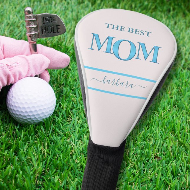 Die beste Mama Stilvolles Blue Metallic Lettering Golf Headcover (Von Creator hochgeladen)