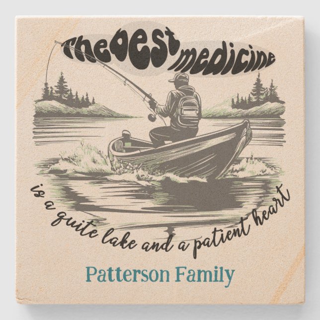 Die beste Medizin, Quiet Lake Fischen Steinuntersetzer (Vorderseite)
