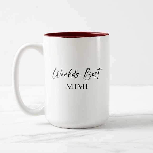 Die beste Mimi- und Lieblingsarmut der Welt Zweifarbige Tasse (Links)