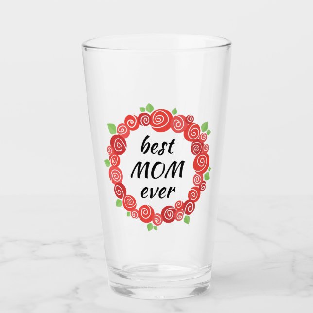 Die beste Mutter aller rote Rosen hat niedliche Bl Glas (Vorderseite)