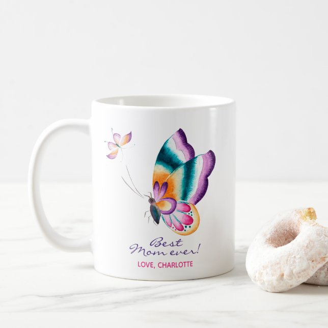 Die beste Mutter aller Zeiten! Boho chic butterfly Kaffeetasse (Mit Donut)