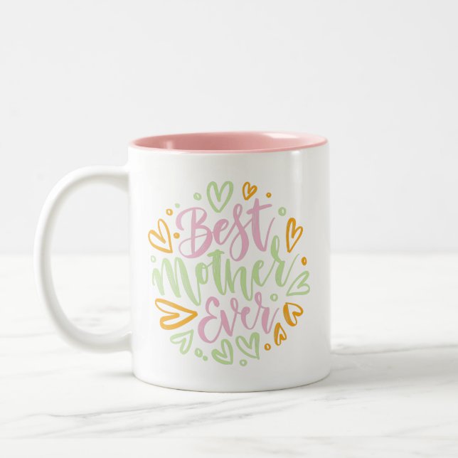 Die beste Mutter am Welt-Muttertag Zweifarbige Tasse (Links)