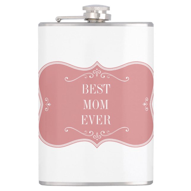 Die beste Mutter der Welt, rosa Rahmen Flachmann (Vorderseite)