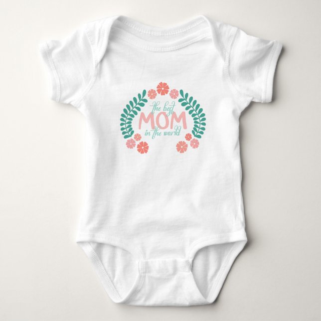 Die beste Mutter der Welt Text floral Baby Strampler (Vorderseite)