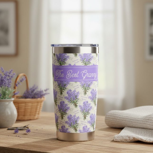 Die beste Oma Lavendel Blumen Edelstahl  Thermobecher (Von Creator hochgeladen)