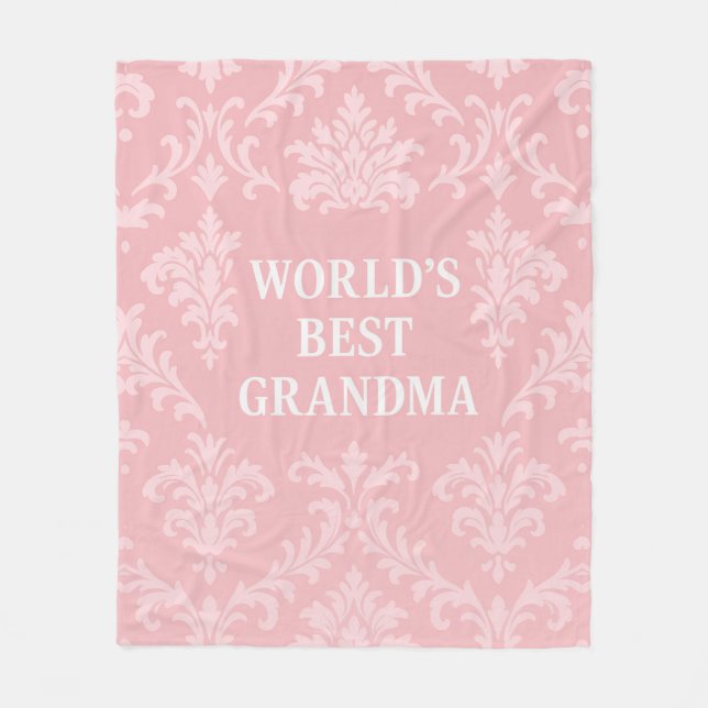 Die beste Oma Soft Pink White Damask der Welt Fleecedecke (Vorderseite)