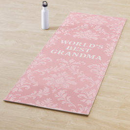 Die beste Oma Soft Pink White Damask der Welt Yogamatte