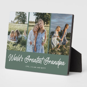 Die Beste Opa Green 3 Foto Plaque der Welt Fotoplatte
