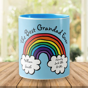 Die beste Opa, Großmutter, Papa je Regenbogen Blau Zweifarbige Tasse