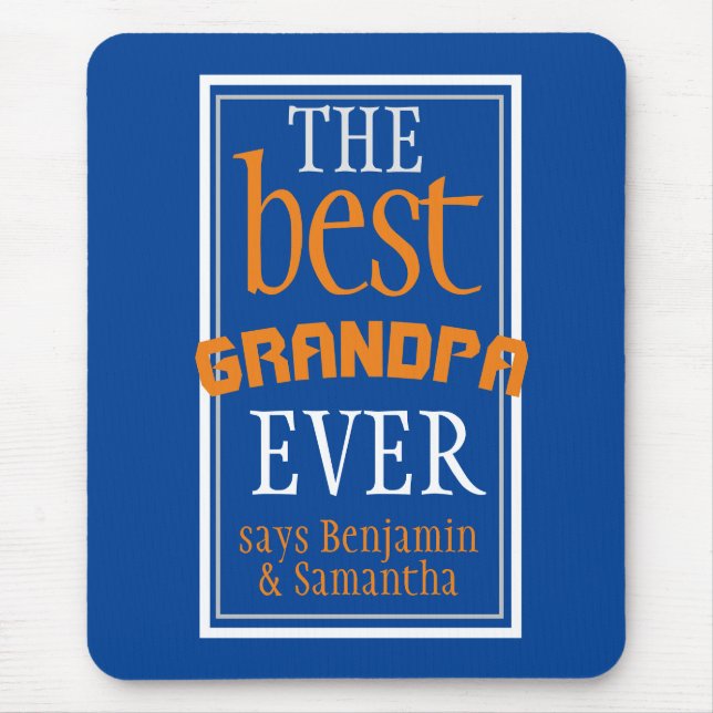 Die beste Opa je Typografie Blue Mouse Pad Mousepad (Vorne)