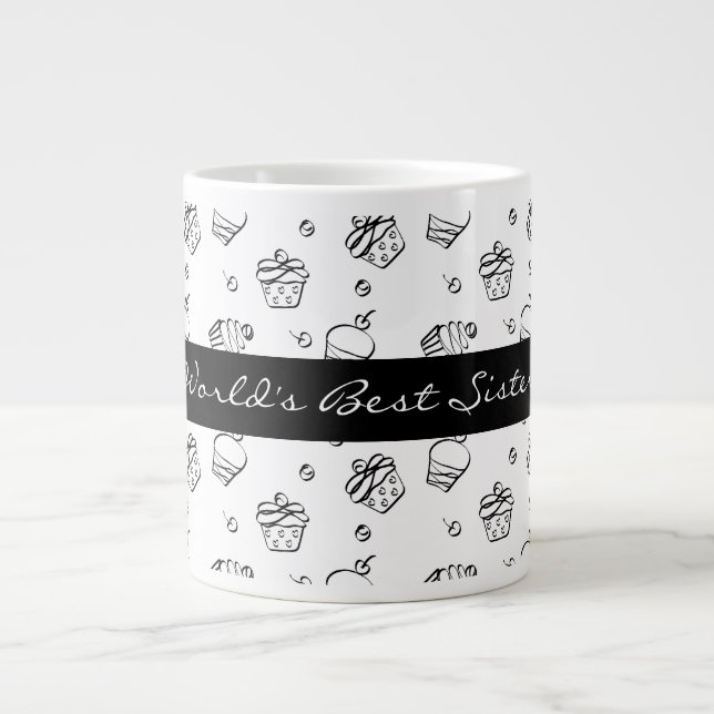 Die beste Schwester der Kuchen-Kontur-Welt Jumbo-Tasse (Vorderseite)