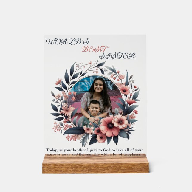 "Die beste Schwester der Welt" personalisiert Acrylschild (Vorderseite)