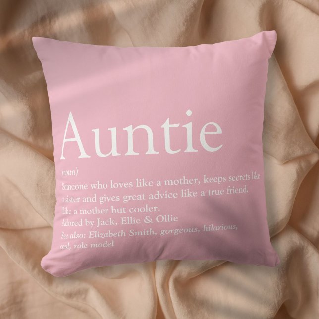 Die beste Tante der Welt, Tante definiert Rosa Kissen (World's Best Ever Aunt, Auntie Definition Pink Throw Pillow)