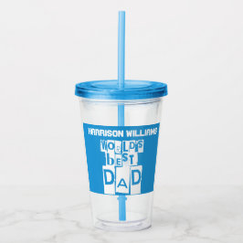 Die beste Vater der Welt Moderne Blau- und Weißtyp Acryltrinkbecher