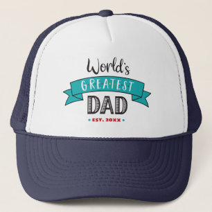 Die Beste Vater-Türkis-Banner-Typografie der Welt Truckerkappe