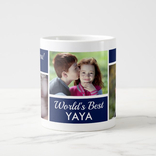 Die beste Yaya Foto Collage Riesenkaffee-Tasse der Jumbo-Tasse (Vorderseite)