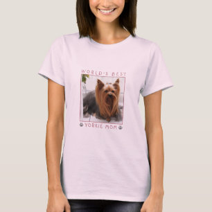 Die beste Yorkie-Mama der Welt Rosa Grau Paw Print T-Shirt