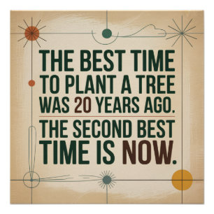 Die beste Zeit, um einen Baum zu pflanzen, war vor Poster