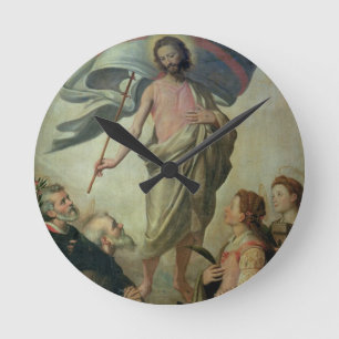 Die Besteigung von Christus, 1595 (Öl auf Platte) Runde Wanduhr