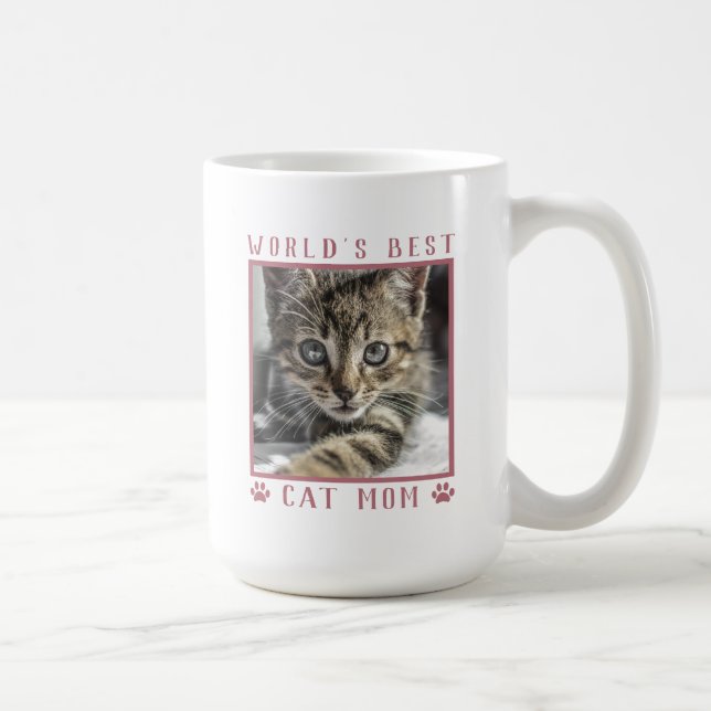 Die besten Cat Mama Pet Foto Pink Paw Prints der W Kaffeetasse (Rechts)
