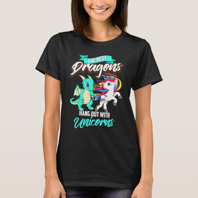 Die besten Drachen hängen mit einem Unicorns-Quadr T-Shirt (Vorderseite)