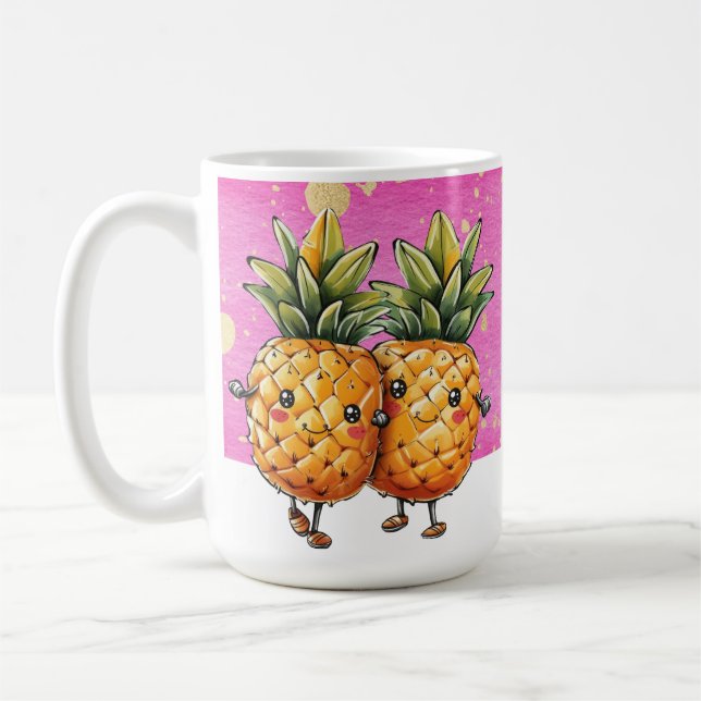 Die besten Freunde Ananas Kawaii Ananas Niedlich P Kaffeetasse (Links)