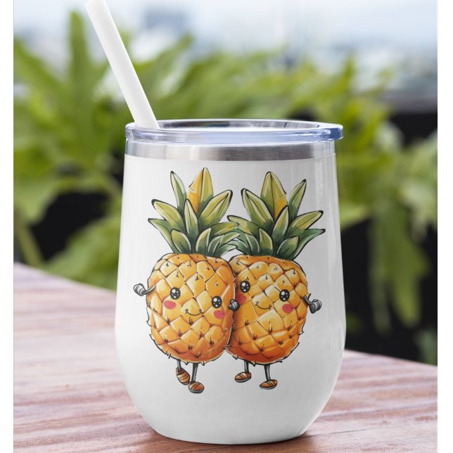 Die besten Freunde Ananas Kawaii Fruchtsommer (Best friend pineapple thermal wine tumbler personalize the BFF names Cute Kawaii cup)