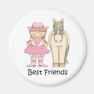 Die besten Freunde - Blond Cowgirl und Pferd Magnet