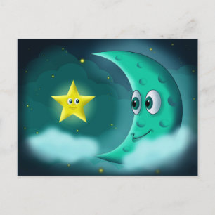 Die besten Freunde Blue Moon und Yellow Star Postkarte
