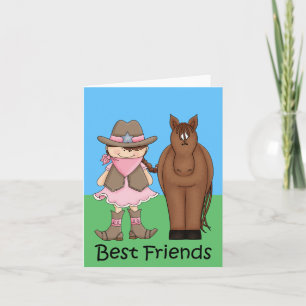 Die besten Freunde - Brunet Cowgirl und Pferd Karte