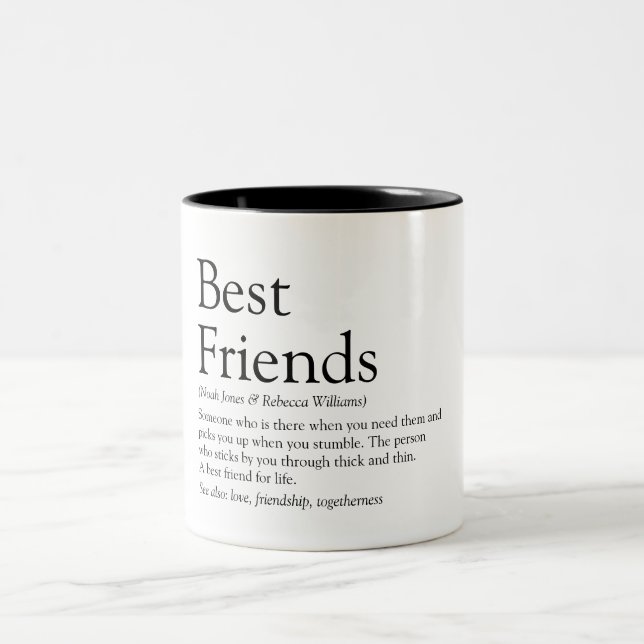 Die besten Freunde definieren moderne Typografie Zweifarbige Tasse (Mittel)