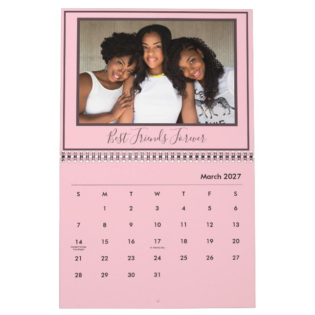 Die besten Freunde des neuen, rosa Fotos Kalender (Mär 2027)