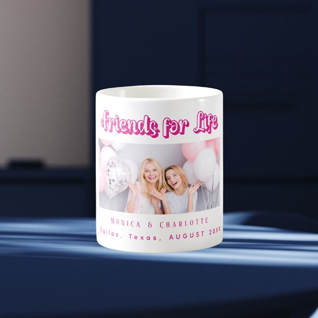 Die besten Freunde Foto betitelt Weißrosa Kaffeetasse (Von Creator hochgeladen)