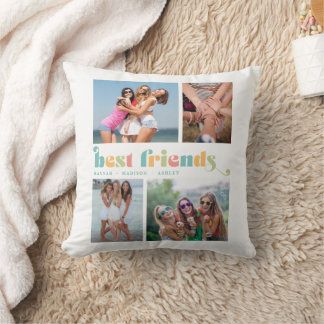 Die besten Freunde Foto Collage farbenfrohe Retro Kissen