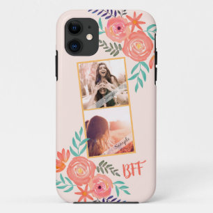 Die besten Freunde Foto Collage Pink Wasserfarbe B Case-Mate iPhone Hülle