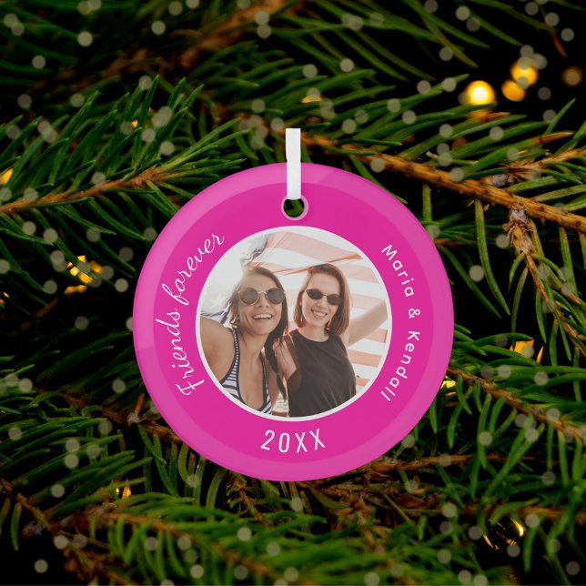 Die besten Freunde Foto-Namen pink Ornament Aus Glas (Von Creator hochgeladen)