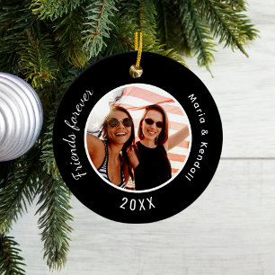 Die besten Freunde Foto-Namen schwarz Keramik Ornament