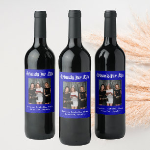 Die besten Freunde Foto royblau-weiße Schrift Weinetikett