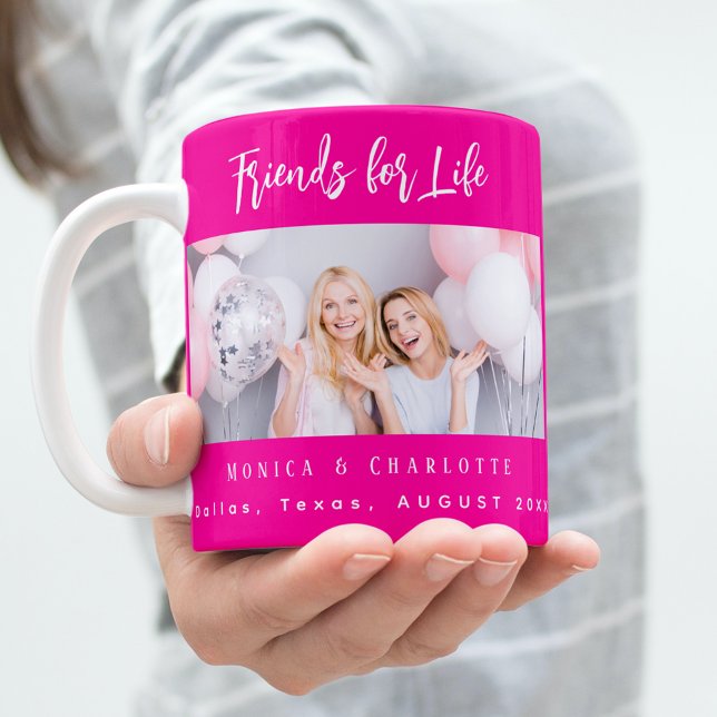 Die besten Freunde Fotos heißen Pink Kaffeetasse (Von Creator hochgeladen)