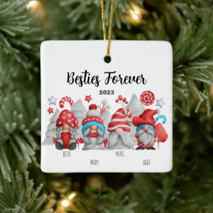 Die besten Freunde Frauen und Männer Gnome Keramikornament