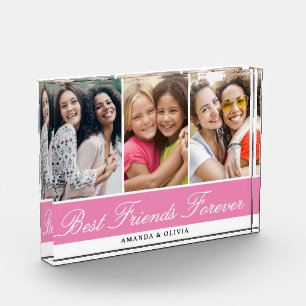 Die besten Freunde für immer 3 Bilder Collage Pink Fotoblock