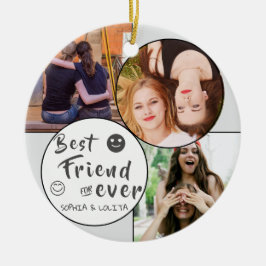 Die besten Freunde für immer Custom 3-Foto Collage Keramik Ornament