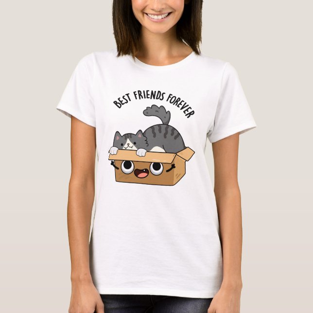 Die besten Freunde für immer Funny Cat and Box Puf T-Shirt (Vorderseite)