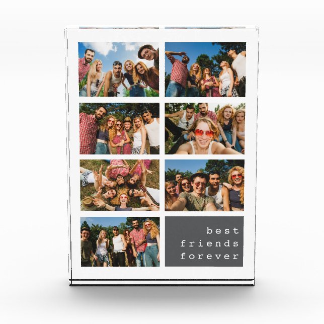 Die besten Freunde für immer graue Collage Fotoblock (Vorderseite)