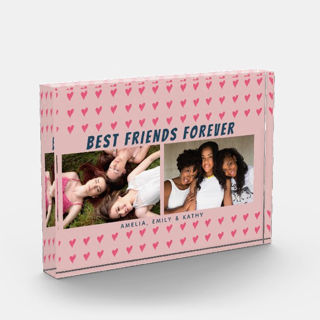 Die besten Freunde für immer Rosa Herzgalentin 2 Fotoblock (Links)