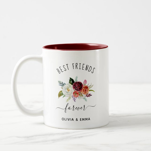 Die besten Freunde für immer | Trendy Burgundy Boh Zweifarbige Tasse (Links)