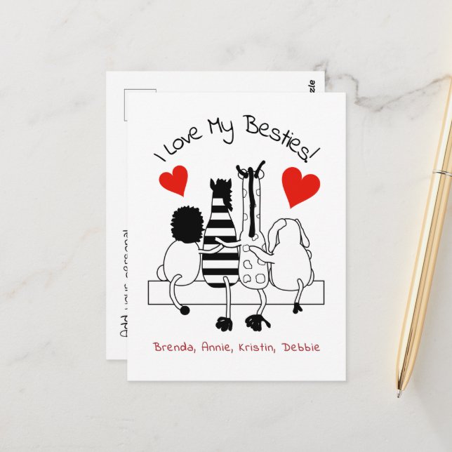 Die besten Freunde Grüße Postkarte (Vorderseite/Rückseite Beispiel)